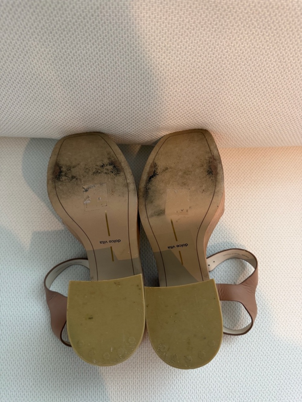 Dolce Vita Tan Leather Block Heel Sandals - Picture 6 of 8